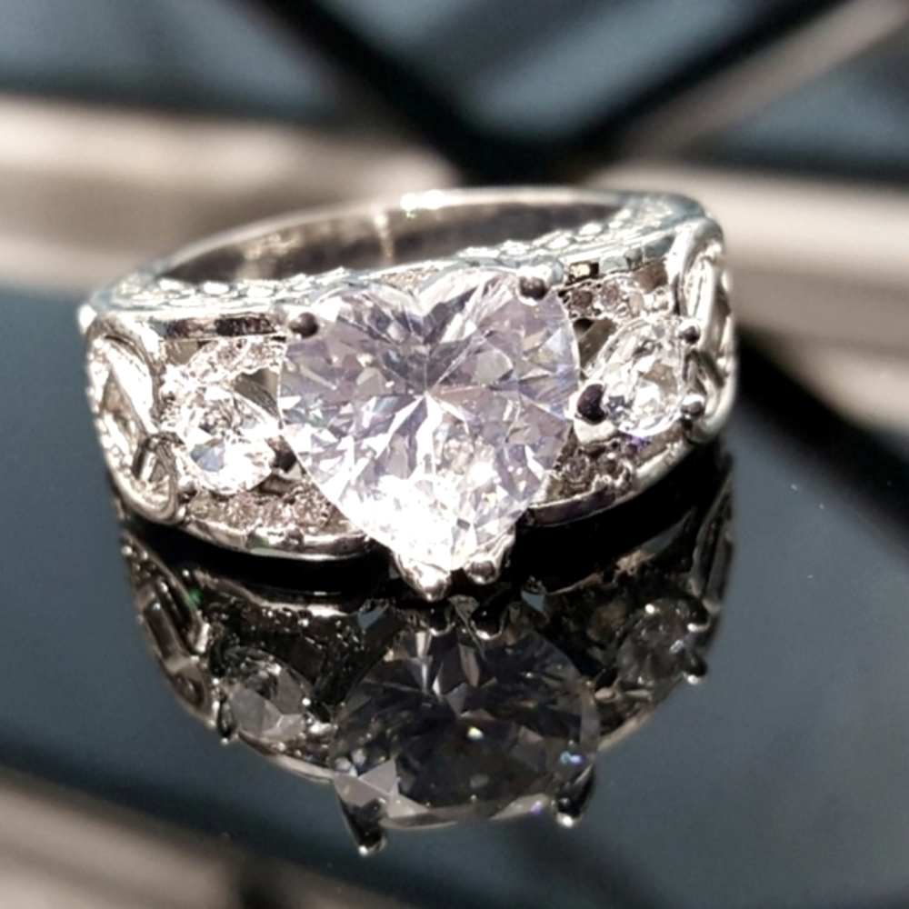Simulated White Diamond Heart